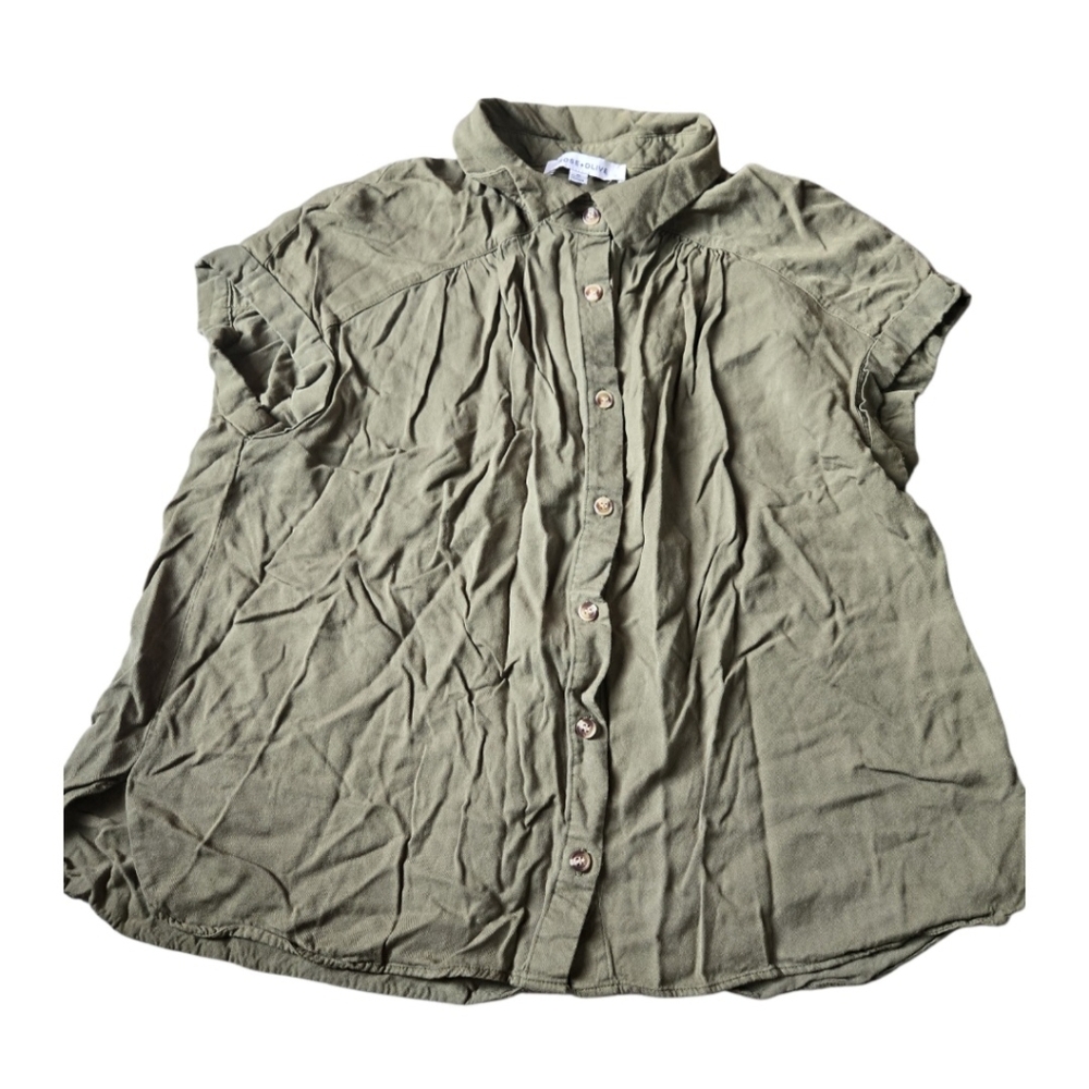 Olive Green Button-Up Shirt